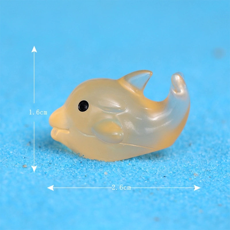 Colorful Luminous Dolphin Doll Pendant with Moss Micro Landscape Resin Jewelry | Creative Resin Jewelry