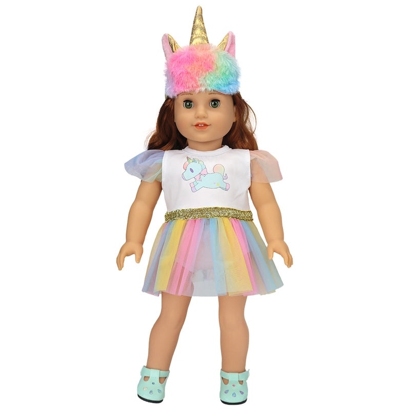 18-inch American Girl Doll Rainbow Tutu Skirt Colorful Veil Skirt Shaff for Girl Dolls|Doll Clothes & Accessories