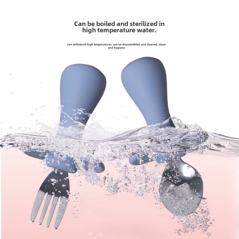 Baby Silicone Training Fork and Spoon Set for Kids | Kids Tableware