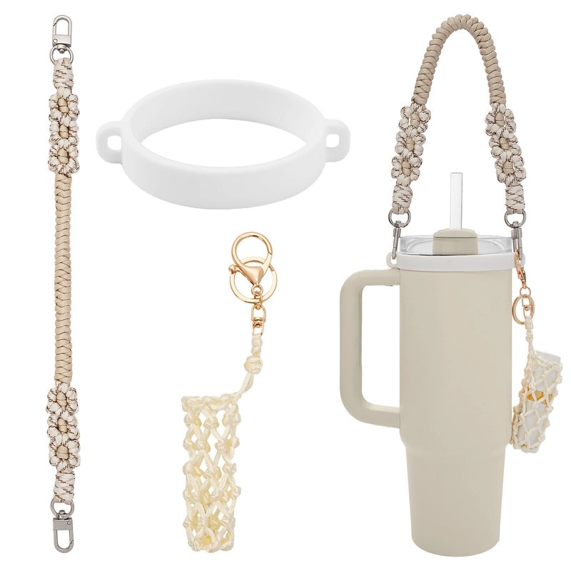 Floral Cotton Rope Silicone Cup Sleeves for Casual Use|Drinkware Accessories