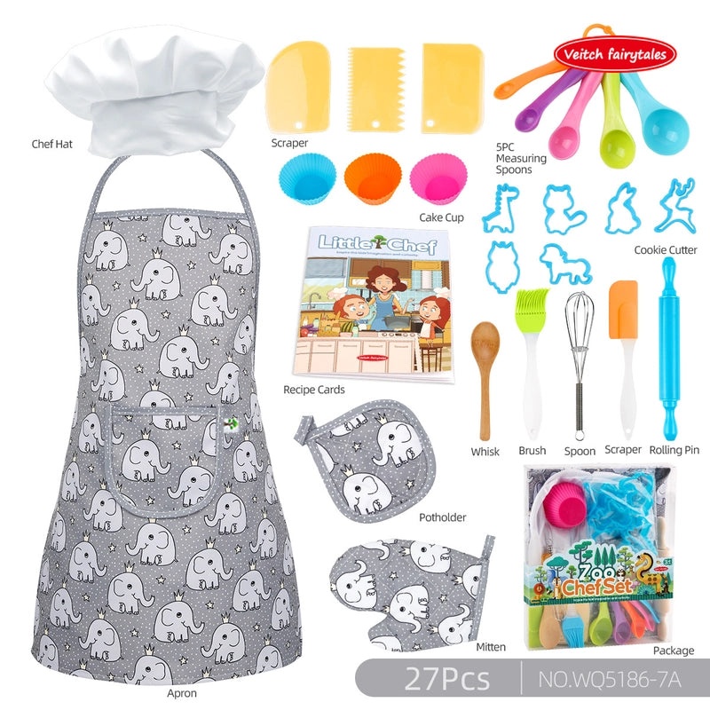 Kids Play Kitchen Set with Baking Tools Apron and Chef Hat for Girls|Toys & Games - Role Play & Dress Up