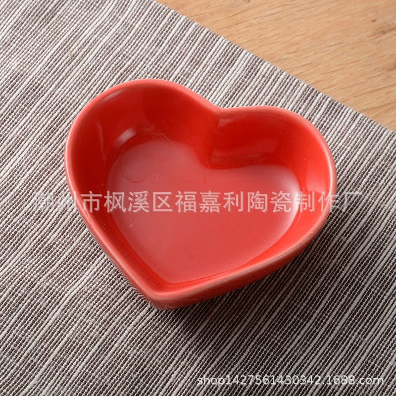 Japanese Heart-Shaped Ceramic Small Dipping Dish for Seasoning Dessert Snack | Kitchenware & Tableware