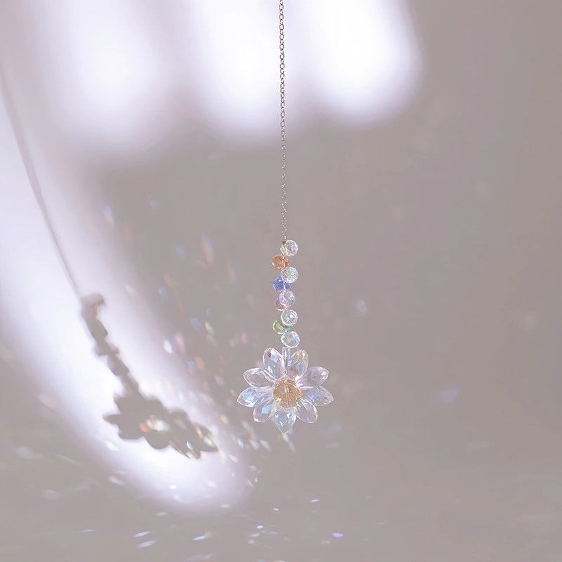 Nordic Minimalist Crystal Flower Glass Suncatcher Wind Chime Wall Decor|Home Decor