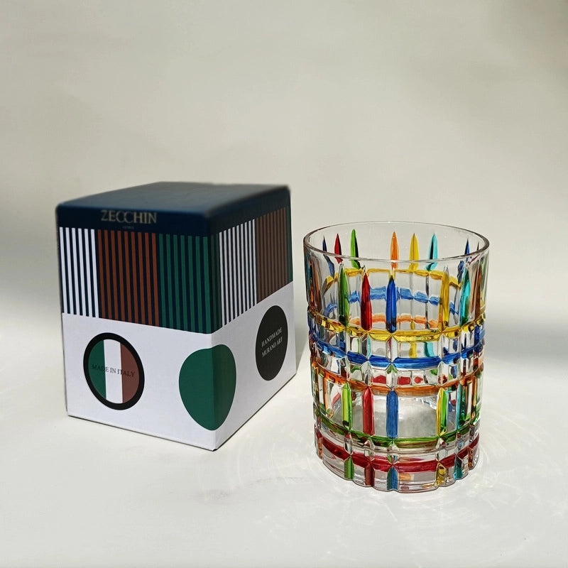 Italian Designer Hand-Painted Line Woven Crystal Whisky and Wine Glasses|Home & Kitchen Glassware