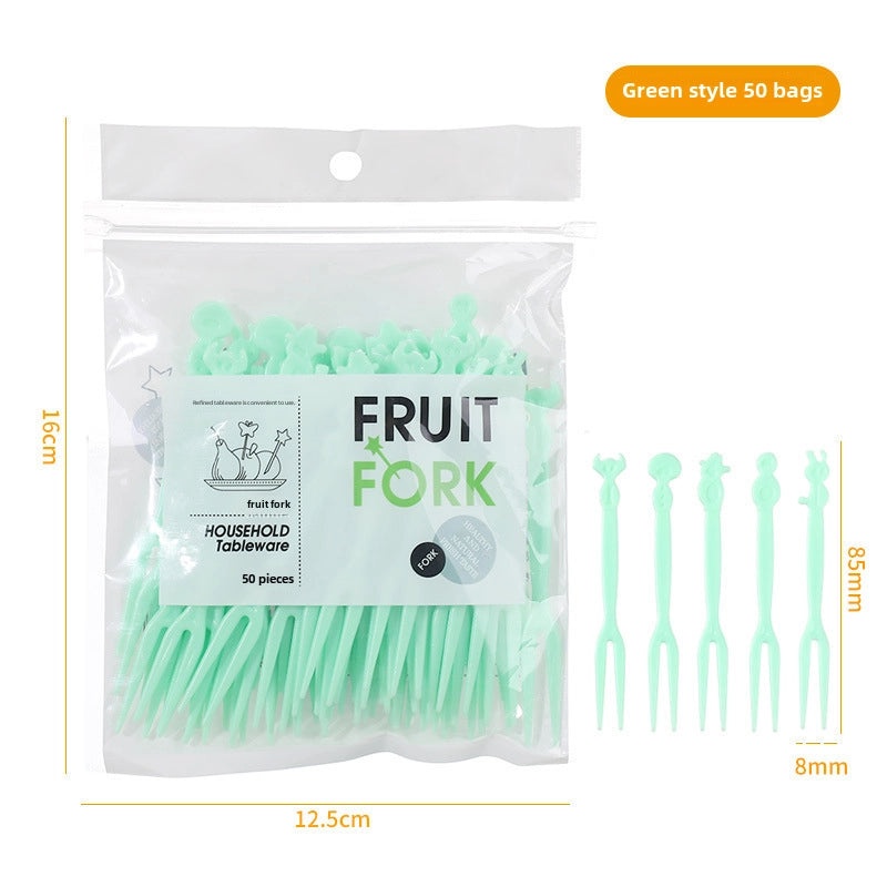 Disposable Two-Tooth Plastic Fruit and Dessert Forks Set for Household Snacks|Kitchen & Dining Accessories