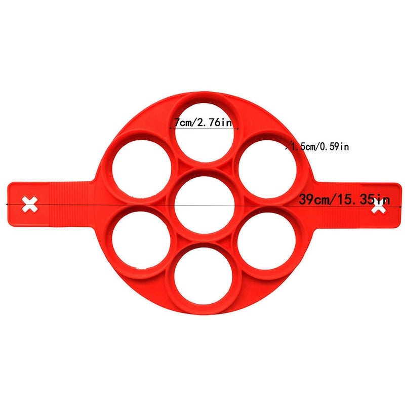 Silicone Omelette Pan with 7 Holes in Round, Heart, and Star Shapes | Kitchen Bakeware & Pancake Molds