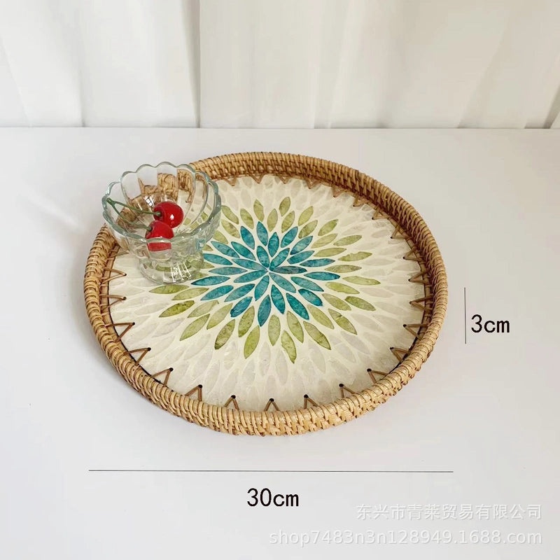 Natural Floral Grass Shell Fruit Tray|Home Decor Tableware
