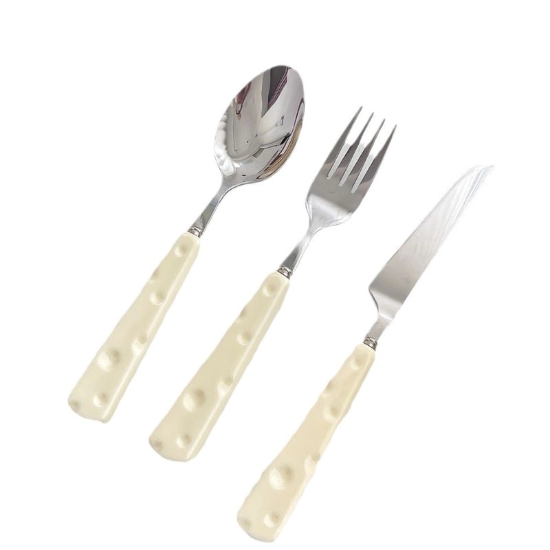 Light Luxury Stainless Steel Cutlery Set Portable Fork Spoon Cheese Dessert Tableware|Kitchen & Dining