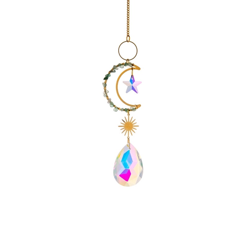 Sparkling Moon and Star Pendant with Faux Crystals | Jewelry & Accessories