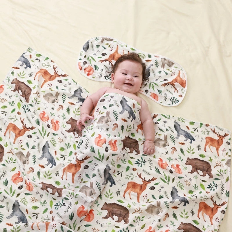 Antibacterial Bamboo Cotton Baby Swaddle Blanket and Bath Towel Set for Newborns Summer Soft Gauze Wrap|Baby Care & Accessories