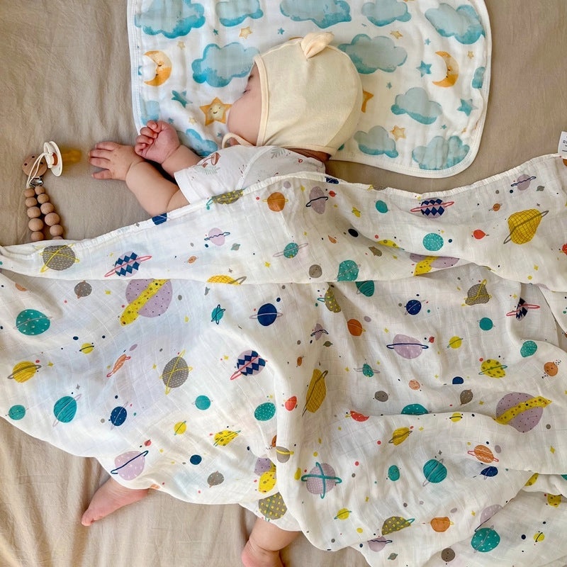 Antibacterial Bamboo Cotton Baby Swaddle Blanket and Bath Towel Set for Newborns Summer Soft Gauze Wrap|Baby Care & Accessories