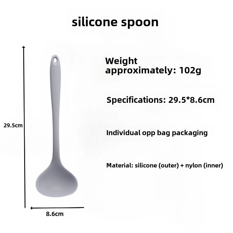 Food Grade Silicone Long Handle Soup Spoon High Temp Resistant Non-stick Cooking Pan Mini Porridge Spoon|Kitchen Utensils