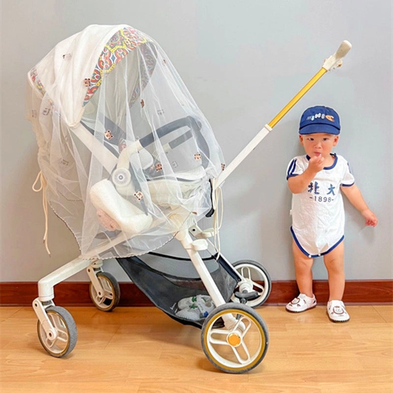 Korean Embroidered Baby Stroller Mosquito Net Full Breathable Cover Dustproof Essential|Baby Stroller Accessories