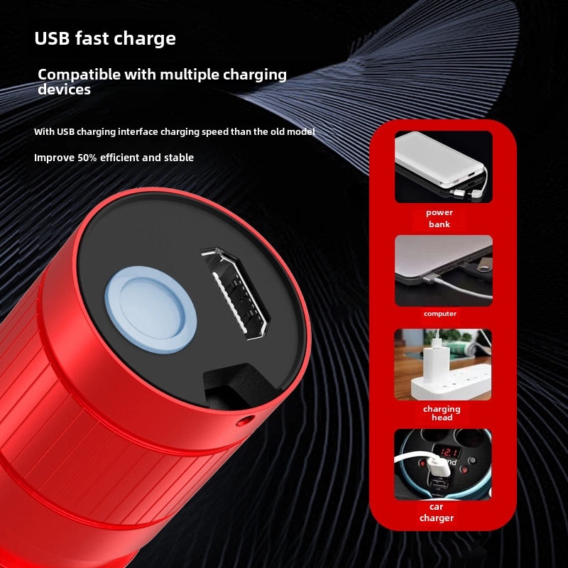 USB Rechargeable Mini LED Flashlight Strong Light Portable Multifunctional Work Light for Students Gift | Electronics Accessories