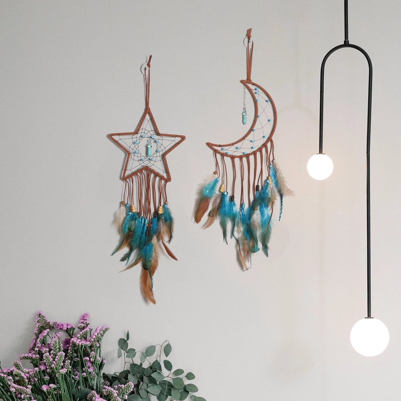 Minimalist Star Moon Feather Dreamcatcher Wall Hanging Decor|Home Decor & Wall Art