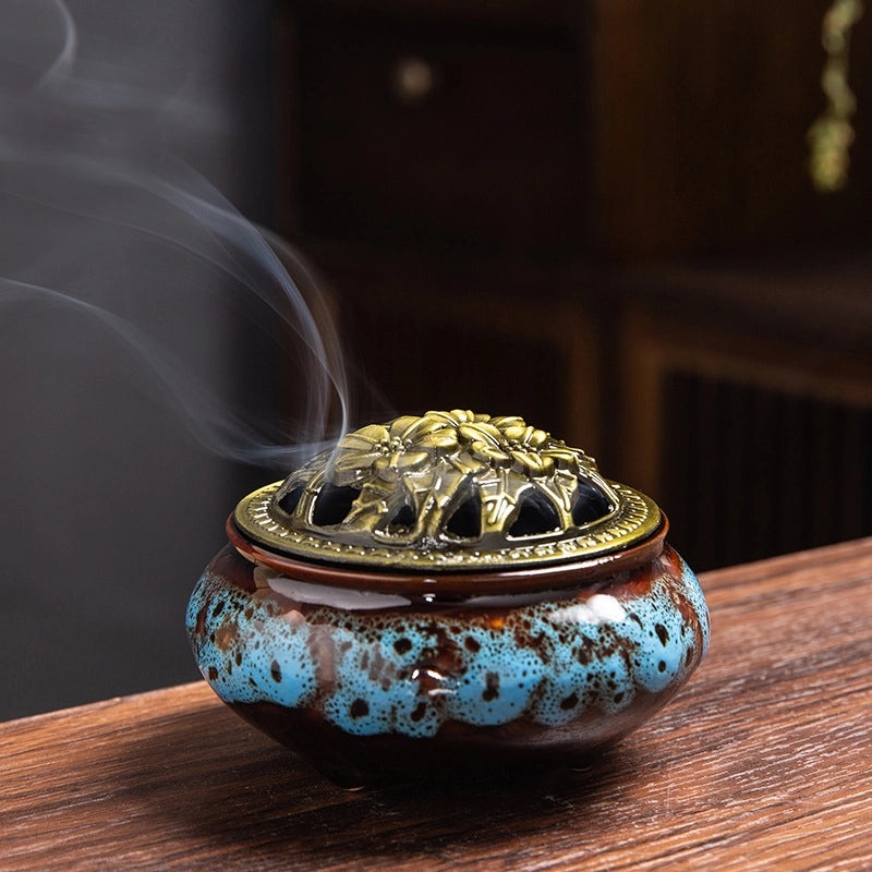Ceramic Incense Burner Aromatherapy Plate Small Tower Temple Kiln Holder Home Decor|Home Decor & Aromatherapy Accessories