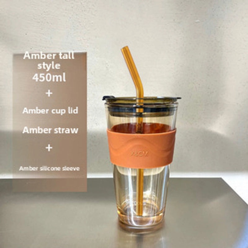 Northern Lights Glass Straw Cup Portable Household Student Drinkware Trendy Couple Small High-Value Cup|Kitchen & Dining