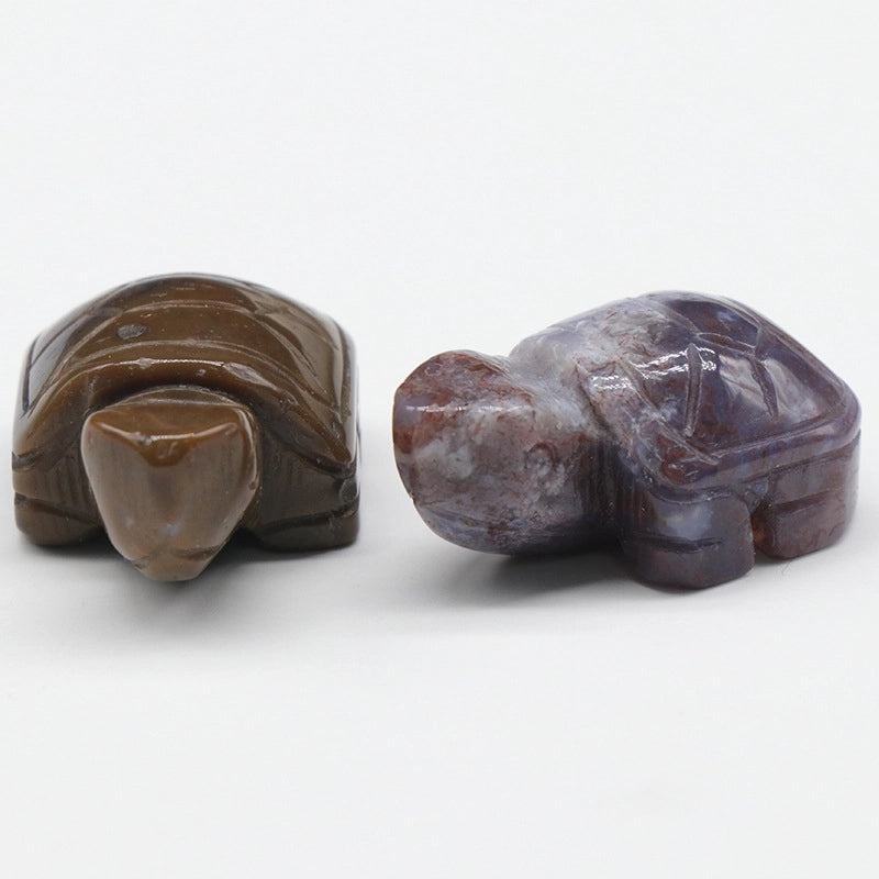 Adorable Tortoise Agate Tiger Eye Opal Decorative Figurines|Home Decor & Collectibles