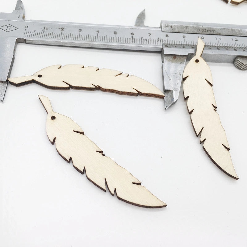 Eco-Friendly Wooden Feather Pendant for DIY Jewelry Making | Jewelry Accessories