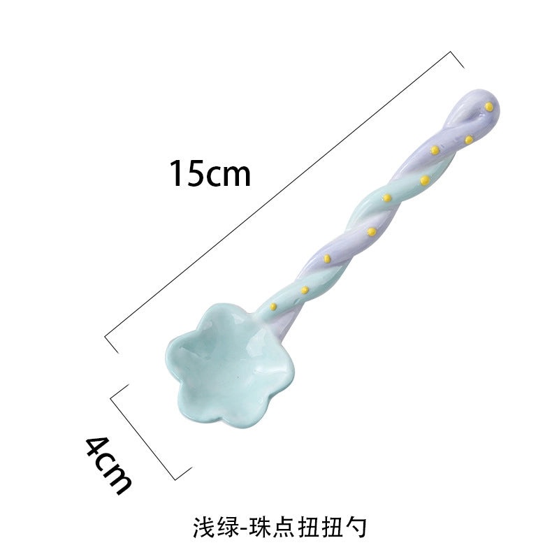 Ceramic Long Handle Spoon for Coffee and Mixing | Kitchen Utensils