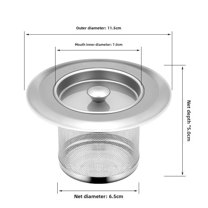 Stainless Steel Kitchen Sink Drain Strainer Net 304 Filter Garbage Catcher Funnel|Kitchen Accessories