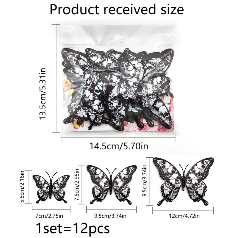 Black 3D Hollow Flower Butterfly Wall Decal for Living Room Bedroom Simple Home Decor Festival | Home Decor Wall Stickers