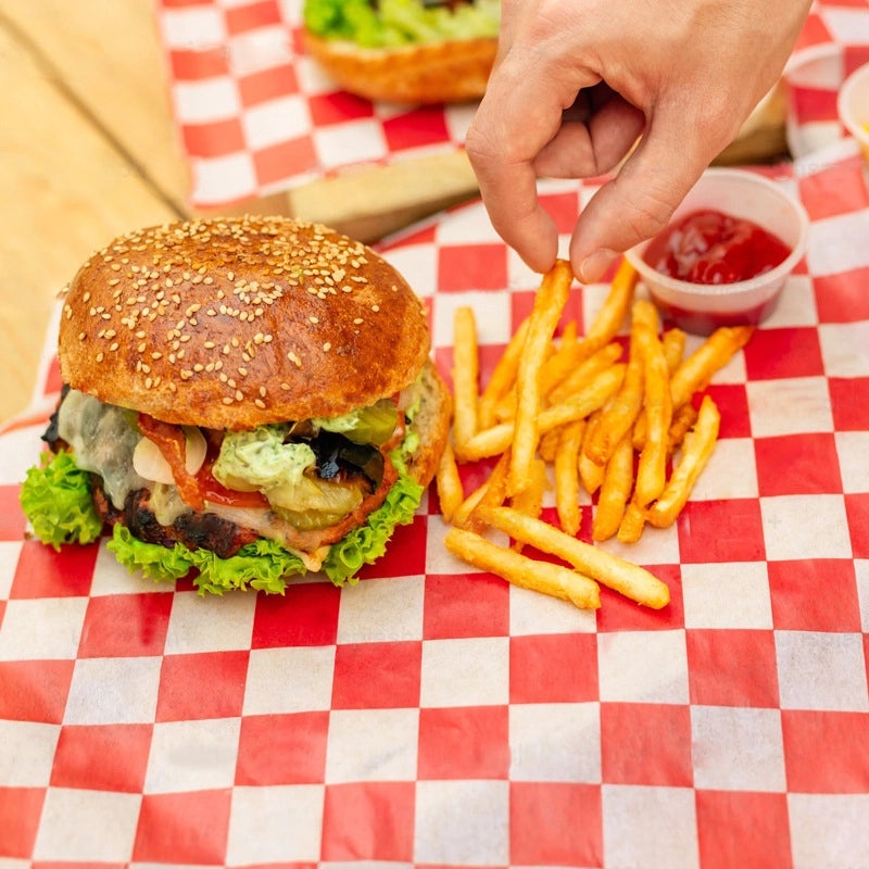 Plaid Printed Oil-Resistant Paper for Hamburgers and Sandwiches | Food Wrapping & Packaging Supplies