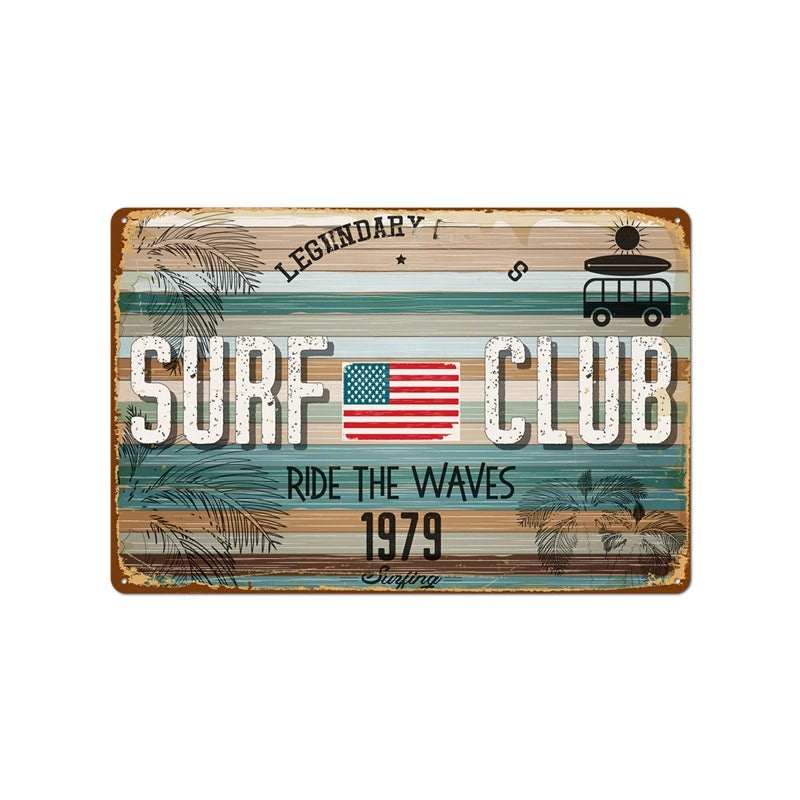 Beach Vintage Tin Sign Coffee Shop Wall Art Home Decor Frameless Hanging Painting|Home Decor