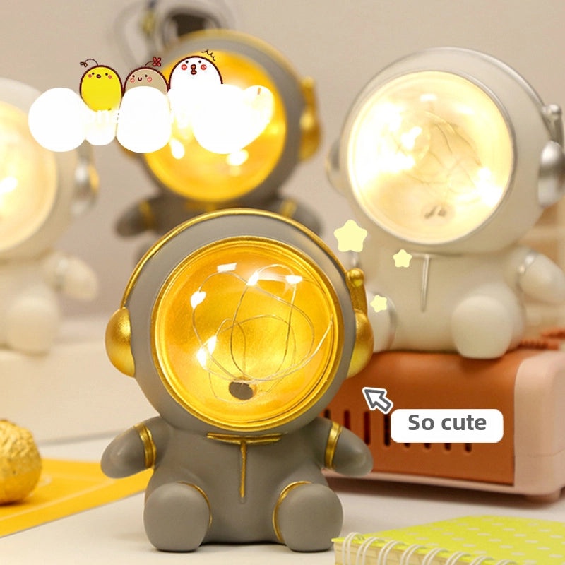 Astronaut Night Light with Cartoon Piggy Bank for Bedroom Dorm Desk Decoration | Home Decor & Lighting