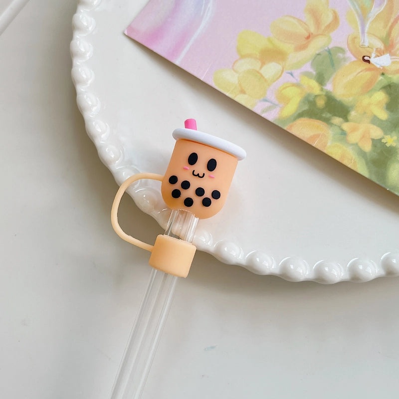 Adorable Cartoon Milk Tea Cup PVC Charm 1pc|Keychains & Charms