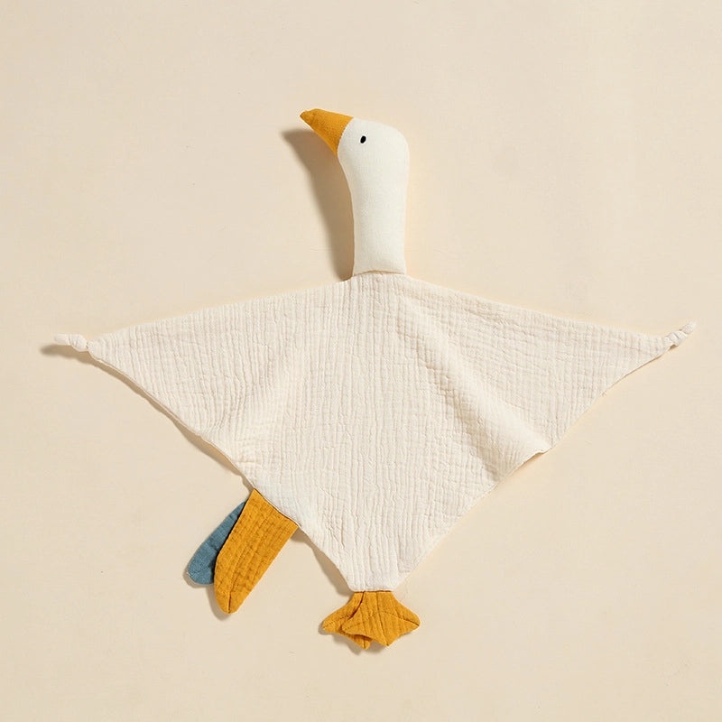 Wrinkled Cotton Gauze Baby Towel with Little Swan Hand Puppet | Baby Bedding & Bath Accessories