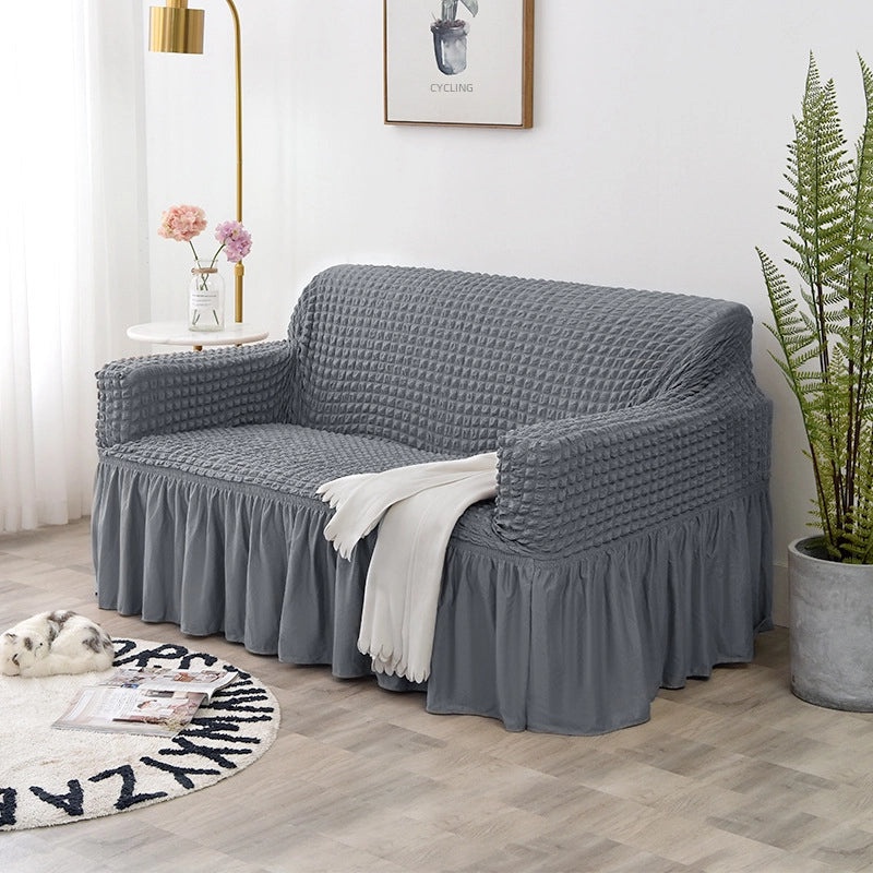Elastic Full-Cover Sofa Slipcover with Bubble Grid Pattern | Home Decor & Sofa Accessories