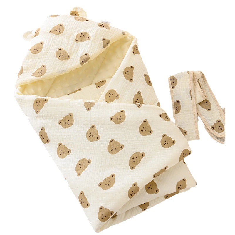 Velvet Quilted Hooded Baby Swaddle Blanket Autumn Winter Newborn Delivery Room Package|Baby Clothing & Accessories