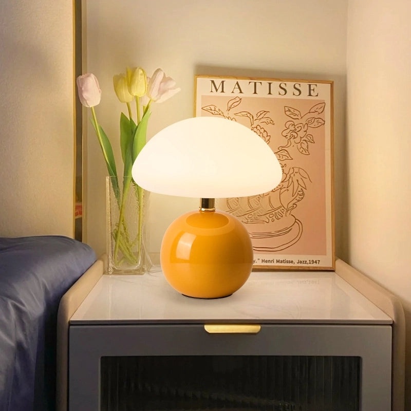 Cream Mushroom Night Light Small Table Lamp for Kids Bedroom Bedside Ceramic Decorative Room Lamp | Home Decor Lamps