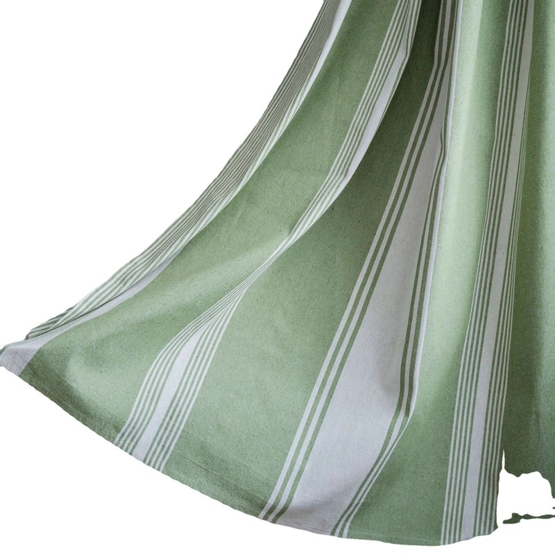 Yi Manqi Coffee Striped Semi-shading Kitchen Curtain Cotton Linen Yarn-dyed American Style|Home Decor Curtains