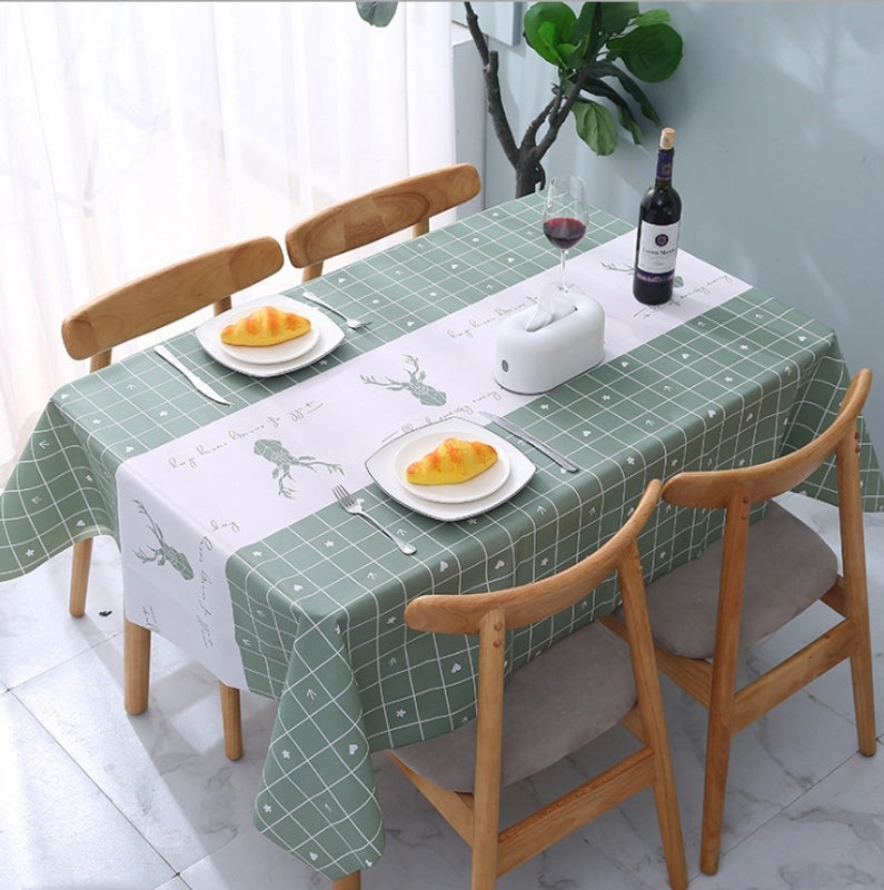 Modern Nordic PVC Tablecloth, Waterproof Oil-proof, Anti-scalding, Disposable Plaid Design|Home & Kitchen Textiles