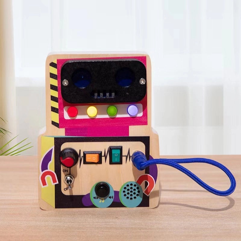 Children's Educational Wooden Busy Board with LED Light Switch | Early Learning Toys