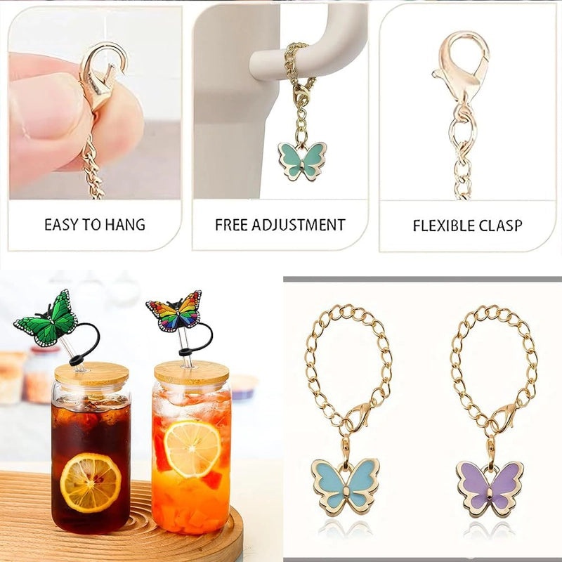 Adorable Butterfly Silicone Straw Cap Set | Drink Accessories