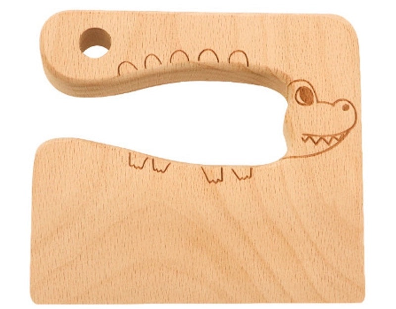 Adorable Bear and Fish Wooden Knife for Kids' Play Kitchen | Kids' Kitchen Toys