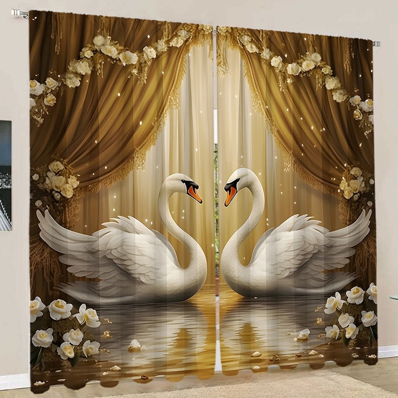 2pcs European Style 3D Digital Printed Curtains Set|Home Decor Curtains