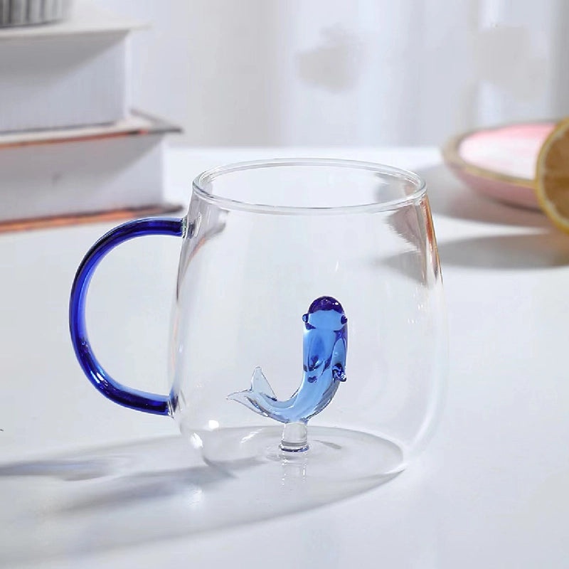 3D Animal Shape Glass Cup with Colorful Handle|Kitchen & Dining