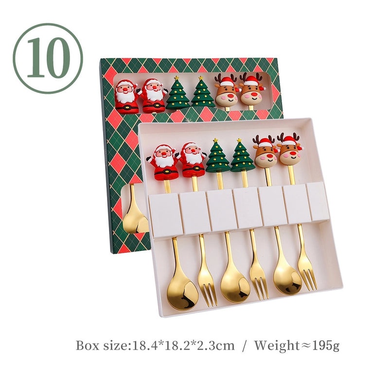 Funny Christmas Tree Dessert Spoon Creative Tableware Cartoon Spoon Suit Holiday Gift Idea|Kitchen & Dining