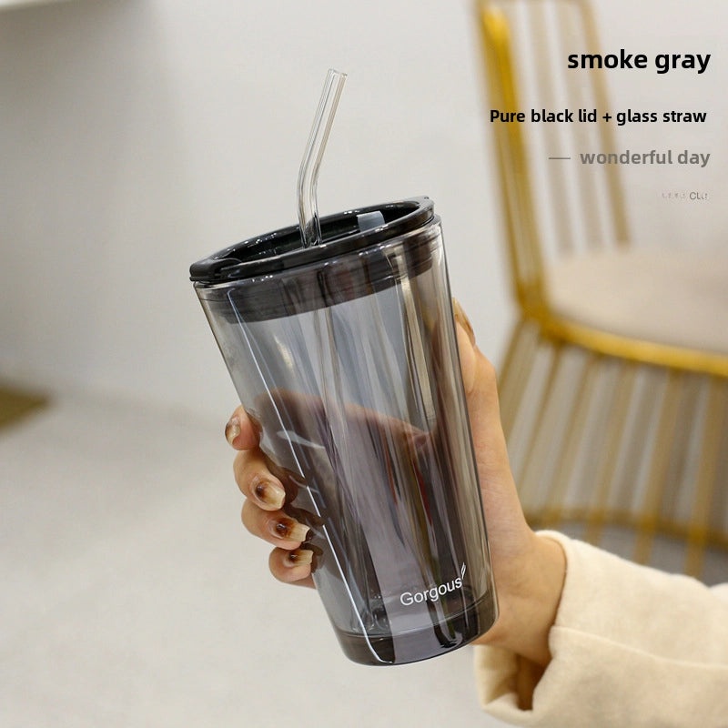 Northern Lights Glass Straw Cup Portable Household Student Drinkware Trendy Couple Small High-Value Cup|Kitchen & Dining