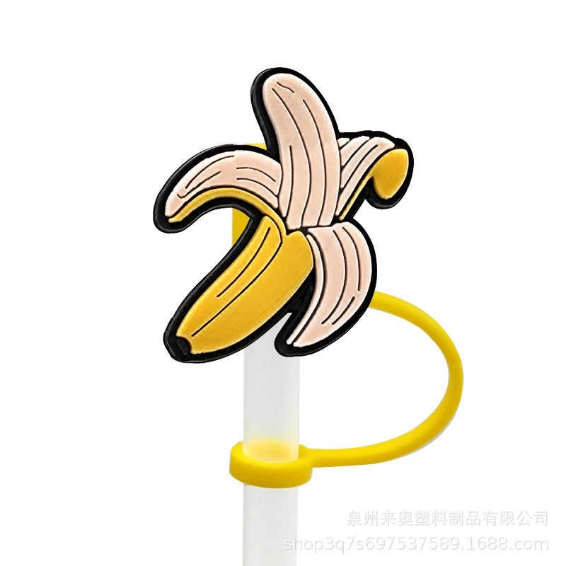 Cute Fruit Plant Silicone Straw Cap Dust Cover Personalized PVC Drink Straw Sleeve|Drinkware Accessories