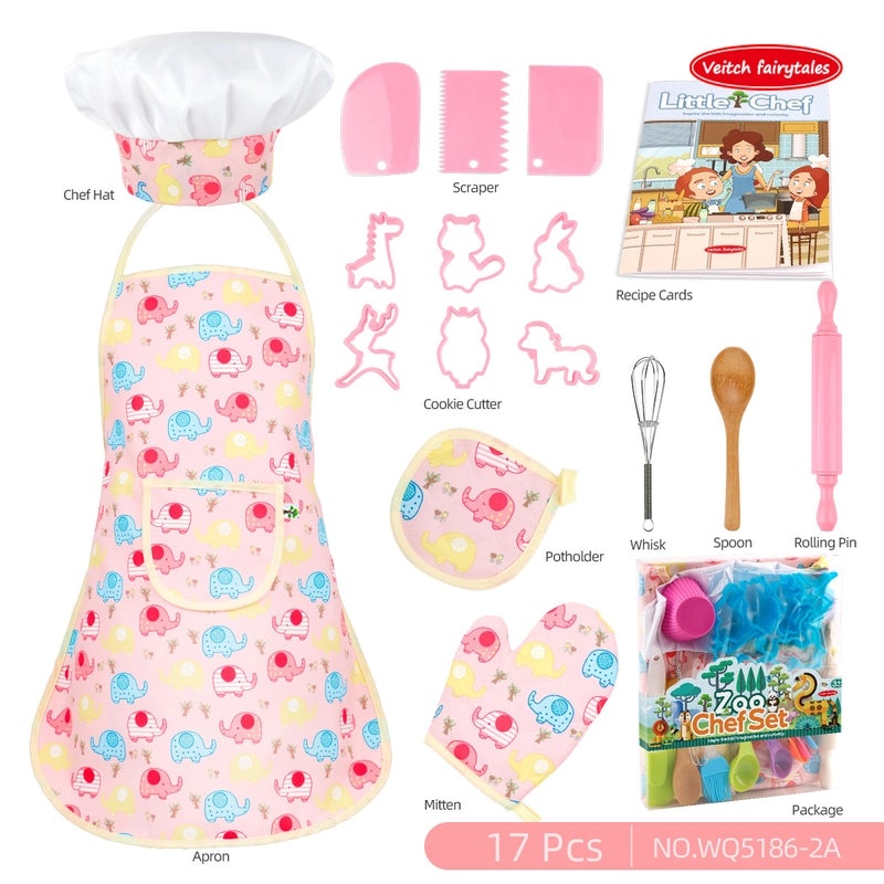 Kids Play Kitchen Set with Baking Tools Apron and Chef Hat for Girls|Toys & Games - Role Play & Dress Up