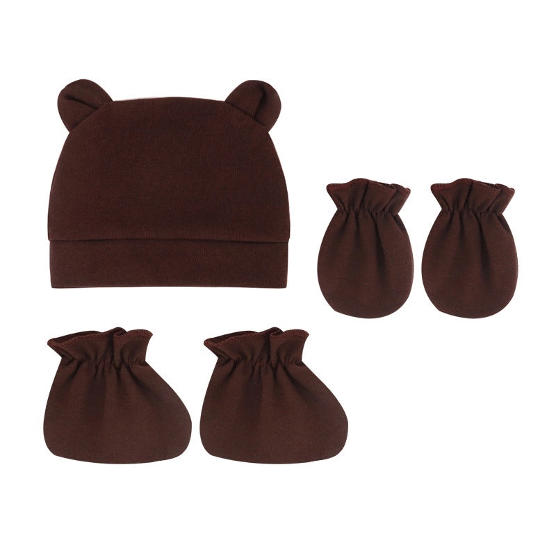 Newborn Baby 3 Piece Set Solid Color Hat Gloves and Foot Cover 0-3 Months|Baby Accessories