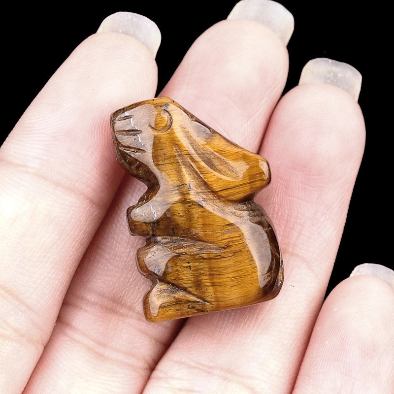 Adorable Rabbit Shaped Natural Crystal Agate Ornament for Home Decor | Home Decor & Accessories