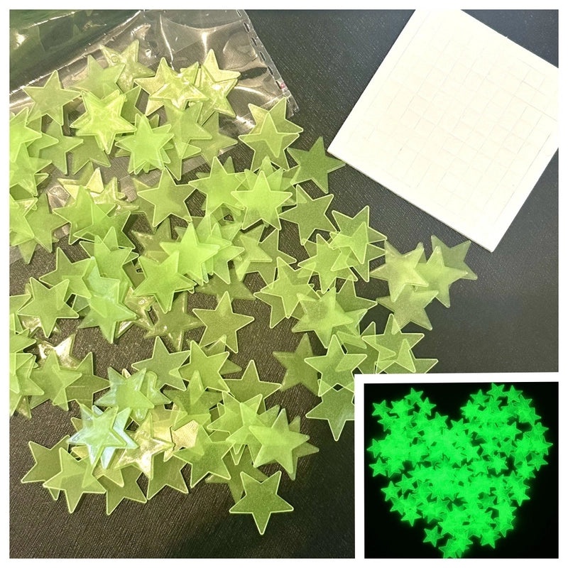 3-8cm Glow in the Dark Star and Moon Wall Stickers for Kids' Rooms, Fluorescent 3D Decorative Decals|Home Decor & Wall Art