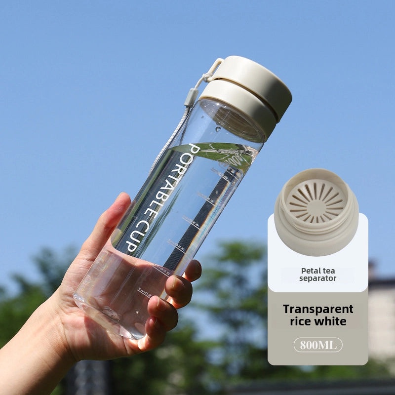 Large-capacity Outdoor Sports Water Bottle with Frosted Plastic Portable Rope Customizable Tea Drain Cup|运动水壶