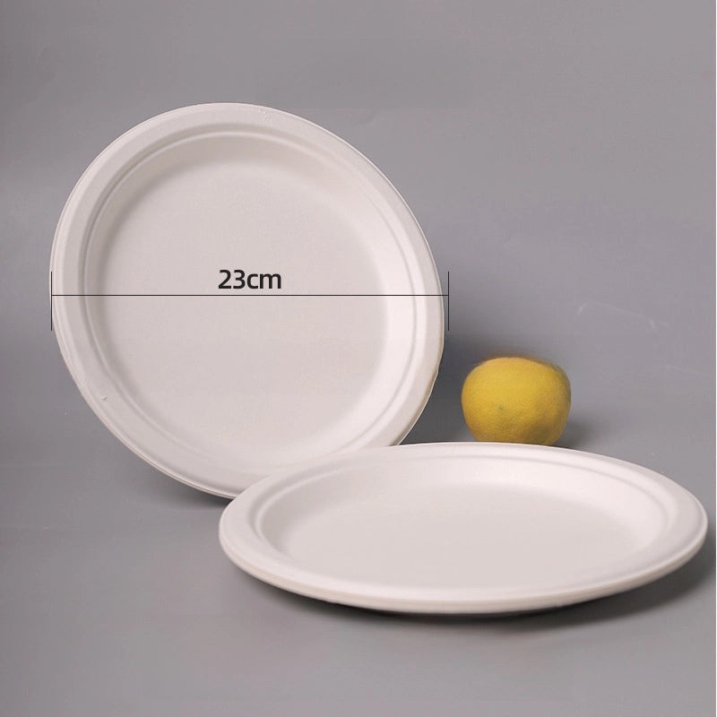 Disposable Biodegradable Sugarcane Pulp Paper Plates Thickened Dinner Plates for BBQ Cake Kindergarten DIY | Party Supplies & Disposable Tablewar